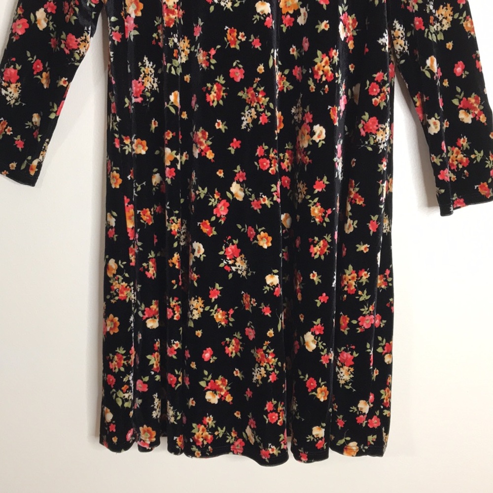 Free people Floral Black Bouquet Babe Velvet Mini dress Size large - Picture 7 of 15